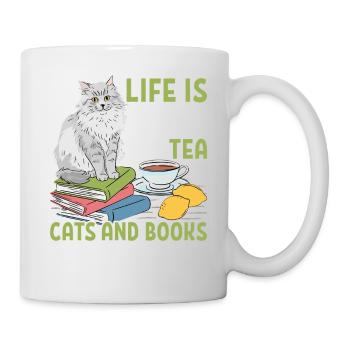 Life Is Better With Tea Cats And Books - Mug - white - Right