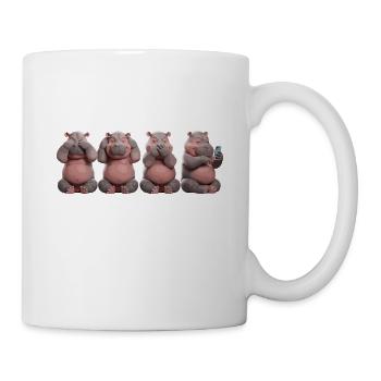 Vier Nilpferde Lustige Darstellung Mit - Tasse - Weiß - Rechts