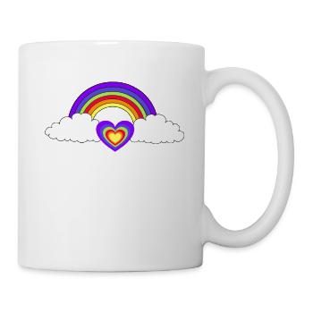 Regenbogen Herz Herzen Liebe Valentin - Tasse - Weiß - Rechts