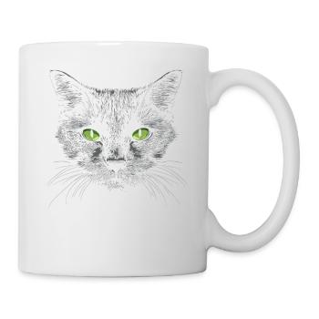 Black Cat Green Eyes - Mug - white - Right