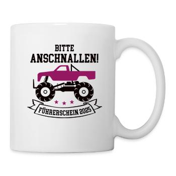 Bitte Anschnallen Auto Führerschein 2025 Bestanden - Tasse - Weiß - Rechts