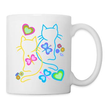 Chat Chats Printemps Chaton Enfants Rétro Années 80 - Mug blanc - blanc - Droite