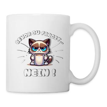 Annoyed cat: Before you ask: No! Funny Monday - Mug - white - Right