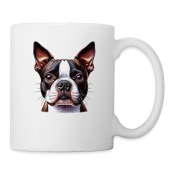 Hundegesicht - Boston Terrier - Tasse - Weiß - Rechts
