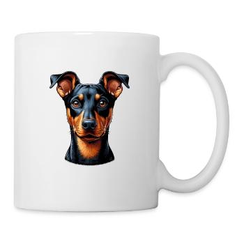 Hundegesicht - Deutscher Pinscher - Tasse - Weiß - Rechts