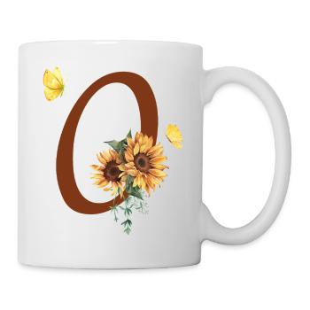 Lettre o tournesol papillon - Mug blanc - blanc - Droite