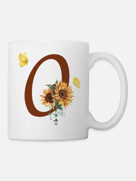 Buchstabe o Sonnenblumenschmetterling - Tasse - Weiß