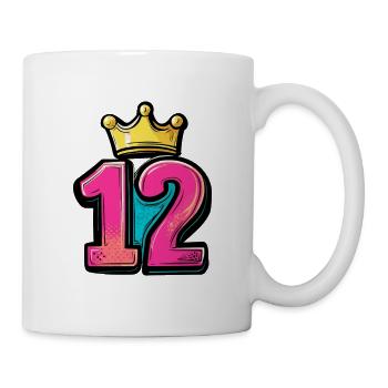 12 Zahl Krone - Tasse - Weiß - Rechts
