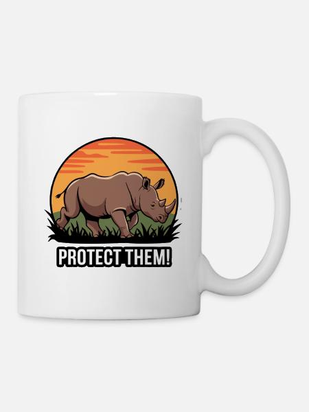 BESCHÜTZE SIE, RHINO - Tasse - Weiß