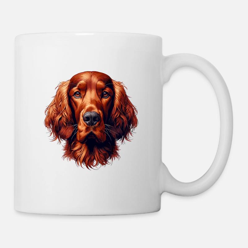 Hundegesicht - Irish Red Setter - Tasse - Weiß