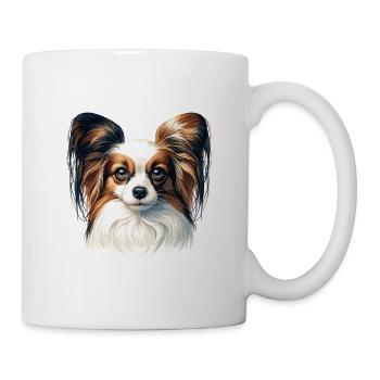 Hundegesicht - Papillon - Tasse - Weiß - Rechts