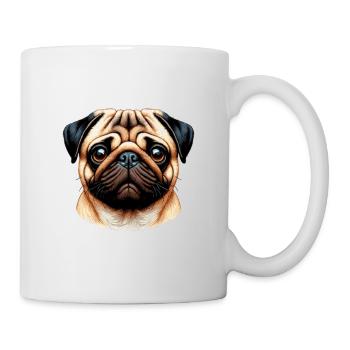 Hundegesicht - Mops - Tasse - Weiß - Rechts