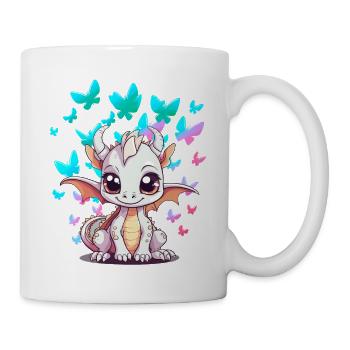 Drache Drachen Schmetterlinge Kinder Kind Baby - Tasse - Weiß - Rechts