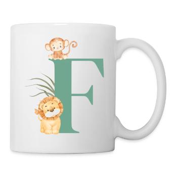Lettre f vert animaux jungle - Mug blanc - blanc - Droite