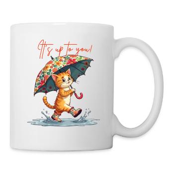 Cat Courage Positive Thinking Puddle Umbrella Cute - Mug - white - Right