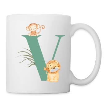 Lettre v vert animaux jungle - Mug blanc - blanc - Droite