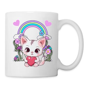 Arc-en-ciel Chaton Chat Chats Enfants Enfant Bébé - Mug blanc - blanc - Droite
