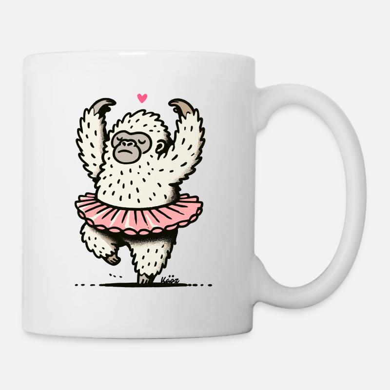 Ballet-Yeti im rosa Tutu, Anmut auf großen Füßen - Tasse - Weiß