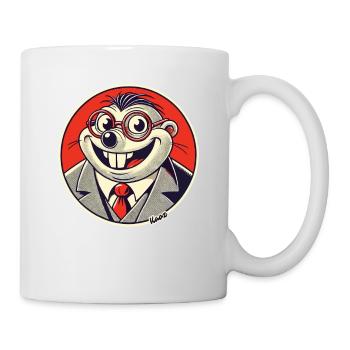 Lustiger Maulwurf im Anzug & Brille - Tasse - Weiß - Rechts