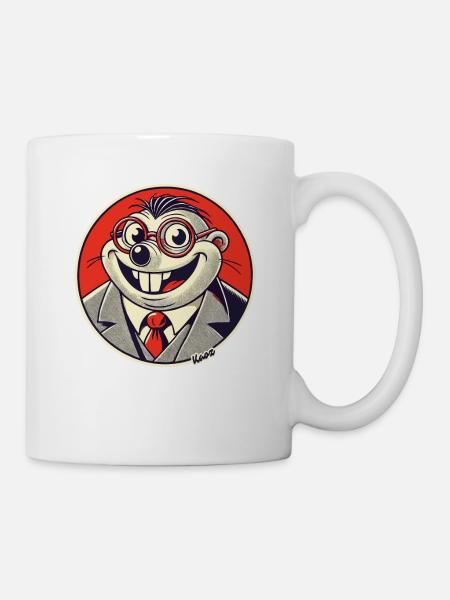 Lustiger Maulwurf im Anzug & Brille - Tasse - Weiß
