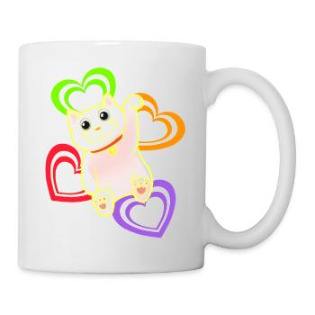 Katze Katzen Herz Herzen - Tasse - Weiß - Rechts