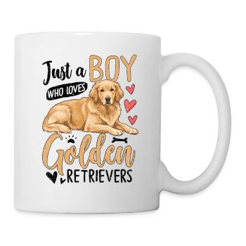 Just A Boy Who Loves Golden Retrievers - Tasse - Weiß - Rechts