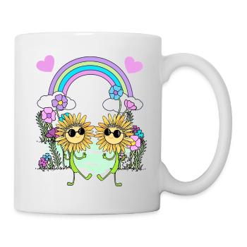 Arc-en-ciel Hippie Tournesols Enfants - Mug blanc - blanc - Droite