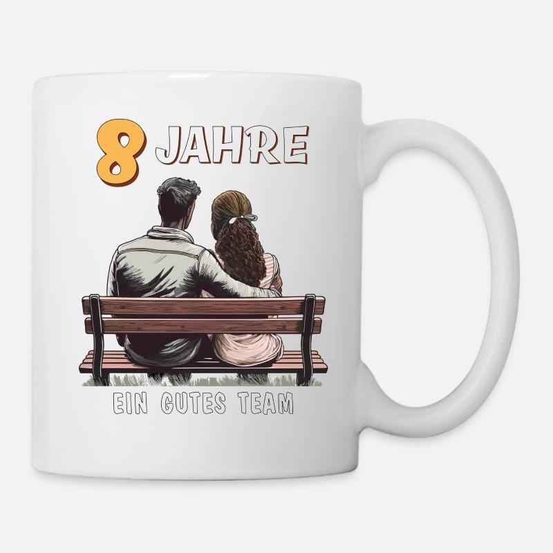 8 JAHRE EIN GUTES TEAM MANN FRAU - Tasse - Weiß