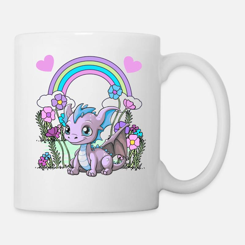 Drache Drachen Kinder Kind Regenbogen - Tasse - Weiß