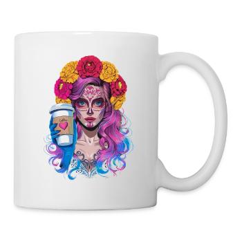 Dia de los Muertos Café avec Belle Femme de - Mug blanc - blanc - Droite