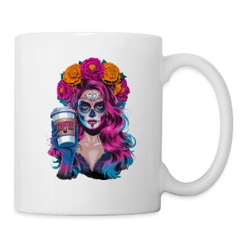 Dia de los Muertos Café avec Belle Femme de - Mug blanc - blanc - Droite