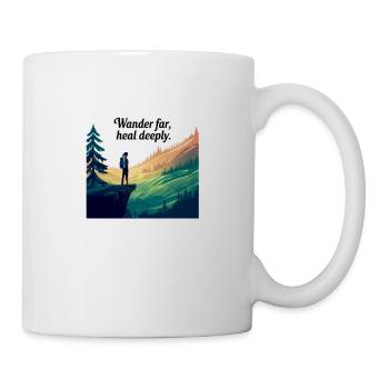 Wander Far, Heal Deeply – Hiking & Nature - Mug - white - Right