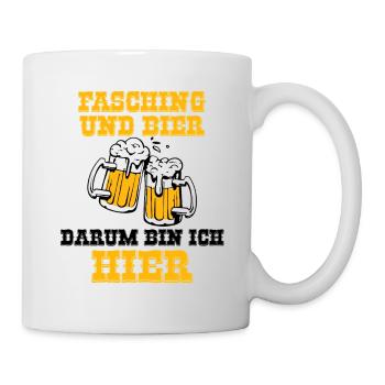„Fasching und Bier, darum bin ich hier“🍻 - Tasse - Weiß - Rechts