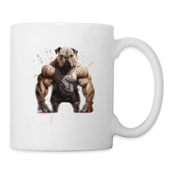 Bulldog Dog Muscles Bodybuilding - Mug - white - Right