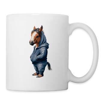 Lustiges Pferd Streetart Hoodie Look Cool Urban - Tasse - Weiß - Rechts