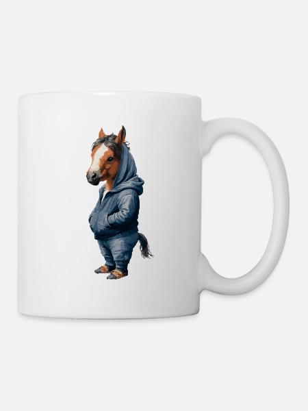Lustiges Pferd Streetart Hoodie Look Cool Urban - Tasse - Weiß