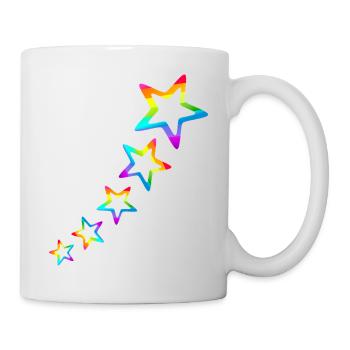 Stern bunte Sterne Regenbogen Farbverlauf - Tasse - Weiß - Rechts