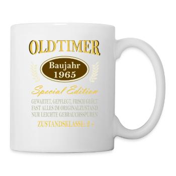Runder Geburtstag 60 Jahre Jahrgang 1965 Oldtimer - Tasse - Weiß - Rechts