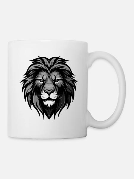 Löwe Kopf - Tasse - Weiß