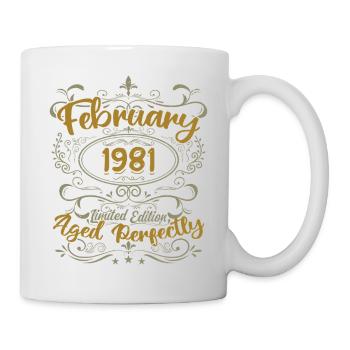 Geschenkidee Februar 1981 Geburtstag Februar 1981 - Tasse - Weiß - Rechts