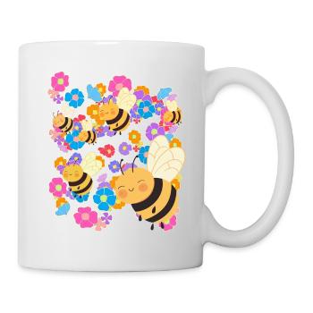 Biene Bienen Blume Blumen Sommer Kinder - Tasse - Weiß - Rechts