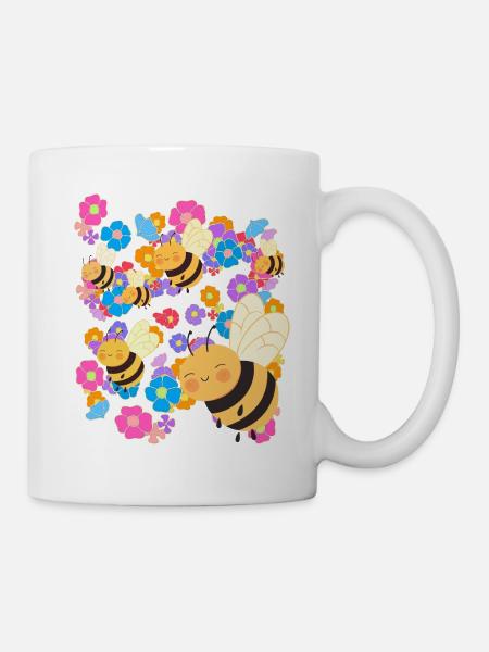 Biene Bienen Blume Blumen Sommer Kinder - Tasse - Weiß