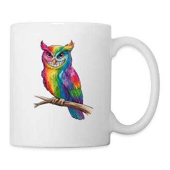 Bunte LGBTQ Eule Mit Stolz - Tasse - Weiß - Rechts