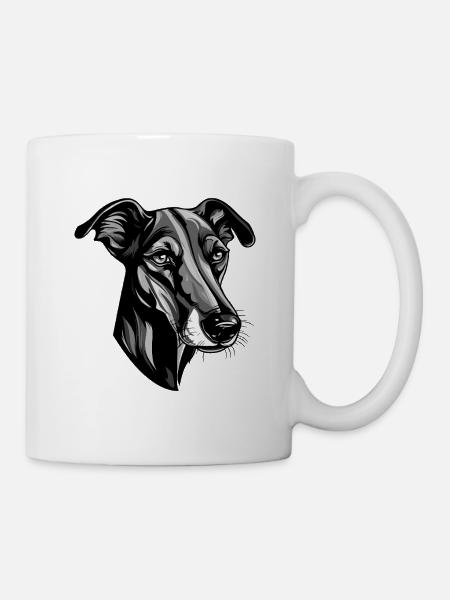Greyhound Hund Kopf - Tasse - Weiß