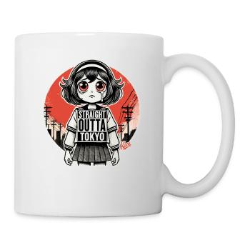 Fille de dessin animé japonais tout droit venue de Tokyo - Mug blanc - blanc - Droite