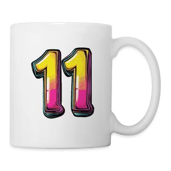 11 Zahl Bunt - Tasse - Weiß - Rechts