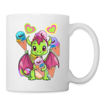 Eis Eiskreme Eiscrem Kinder Kind Drache Drachen - Tasse - Weiß - Rechts
