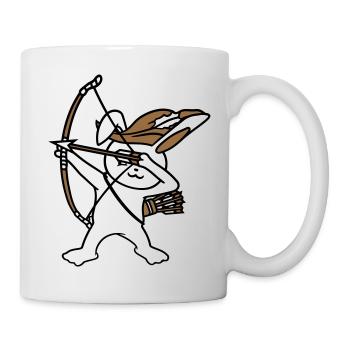 Rabbit Archer Medieval Arrow Bow Shooting - Mug - white - Right