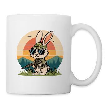 Hase Osterhase Anti-Jagd Cool Sonnenbrille Retro - Tasse - Weiß - Rechts