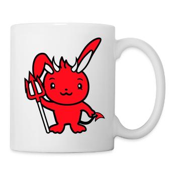 Hase Teufel Dämon Böse Satan Hölle Dreizack Kostüm - Tasse - Weiß - Rechts